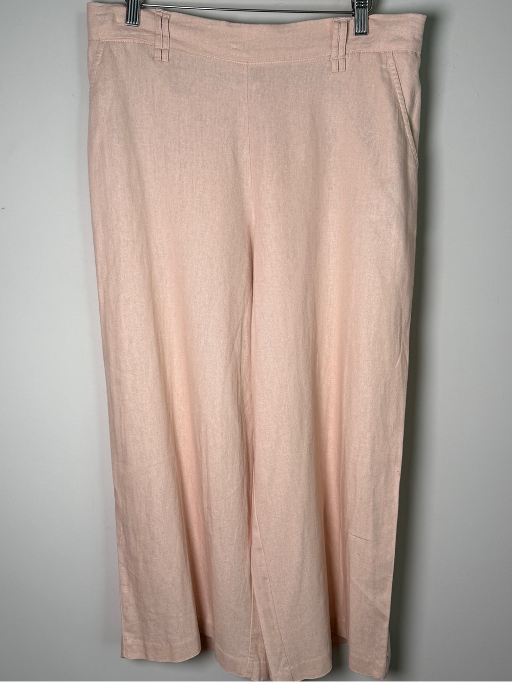 Sigrid Olsen Blush Linen Rayon Wide Leg Crop Pants Coastal Grandmother Summer L